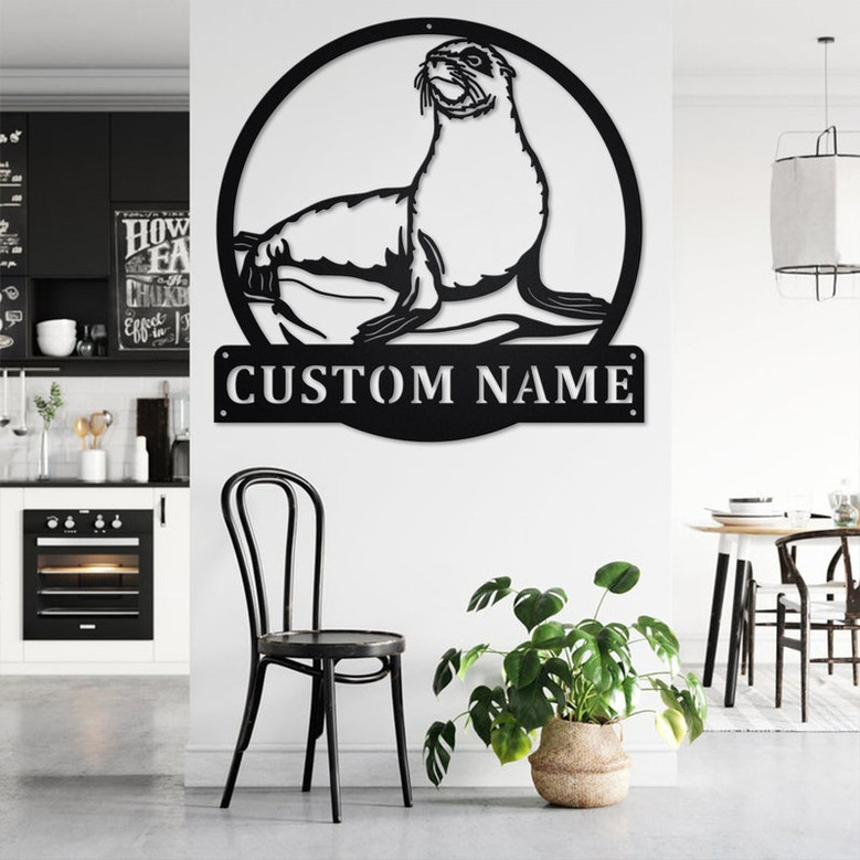 Custom Sea Lion Metal Wall Art, Personalized Sea Lion Name Sign Decoration For Room, Sea Lion Metal Home Decor, Custom Sea Lion, Sea Lion