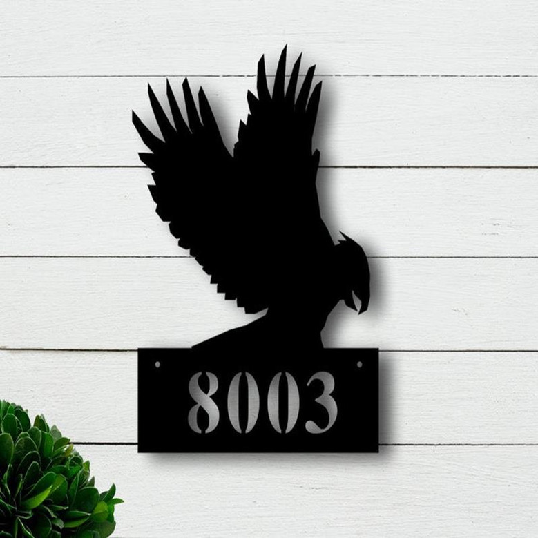 Custom Metal Address Sign, Eagle Metal Address sign, House Number Signs