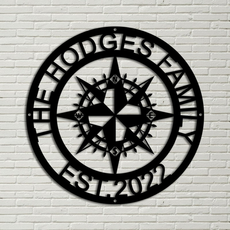 Personalized Compass Rose Metal Sign - Nautical Address Wall Art - Coordinates Wall Decor - GPS Coordinates Sign - Custom Coordinates