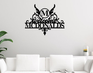 Last Name Metal Sign-Family Name Sign-Housewarming Gift-Welcome Sign for Front Porch-Metal Monogram Sign