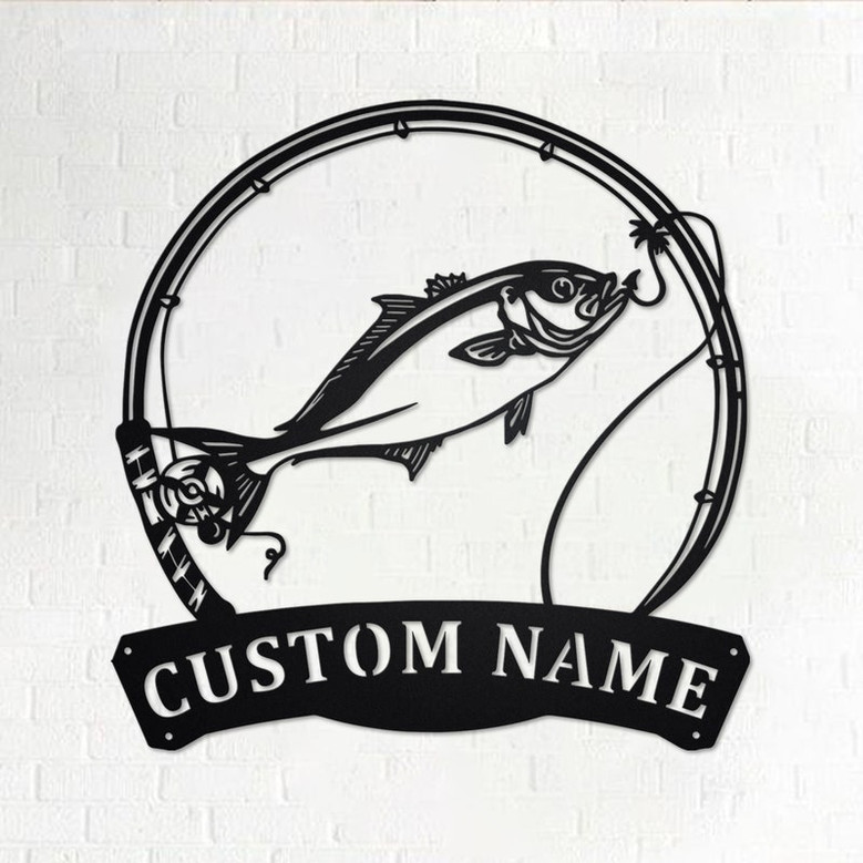 Custom Amberjack Fish Metal Wall Art,Personalized Amberjack Fish Name Sign Decoration For Room, Amberjack Fish Metal Home Decor, Custom Fish