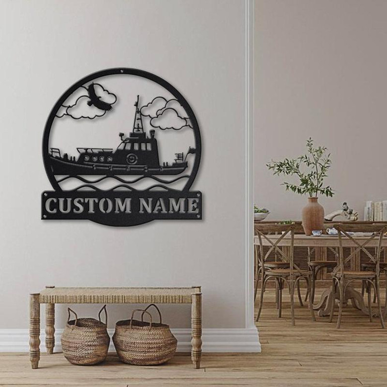 Personalized Tugboat Monogram Metal Sign Art | Custom Tugboat Metal Sign | Tugboat Gifts Funny | Ship Gift | Tugboat Custom