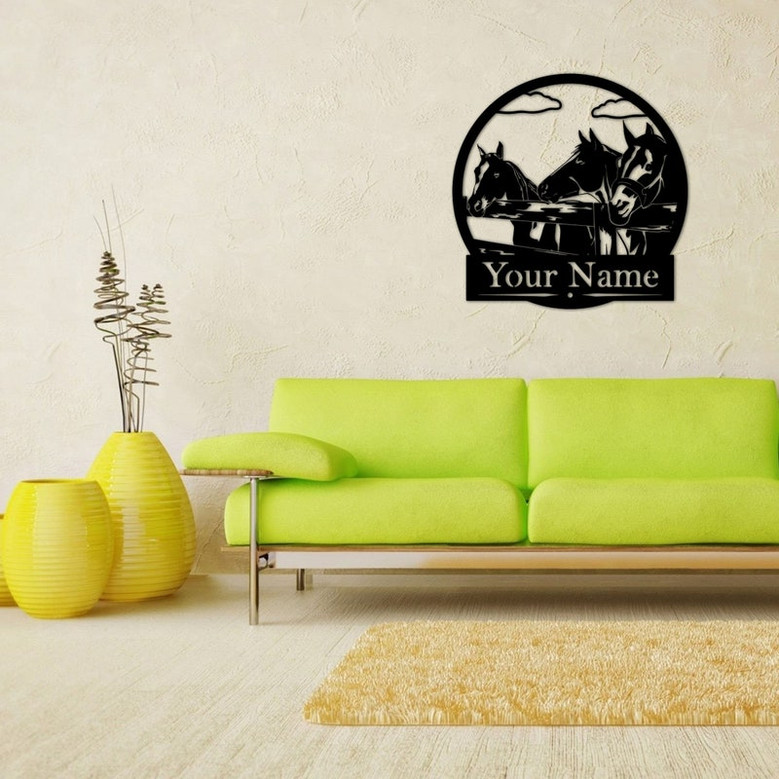 Custom Horses - Fence – Metal Sign, farm decor, barrel racing gift, personalized sign, western, farmhouse style