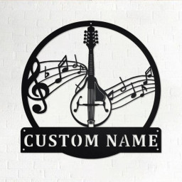 Custom Mandolin Musical Instrument Metal Wall Art, Personalized Mandolin Teacher Name Sign Decoration For Room, Mandolin Home Decor,Mandolin