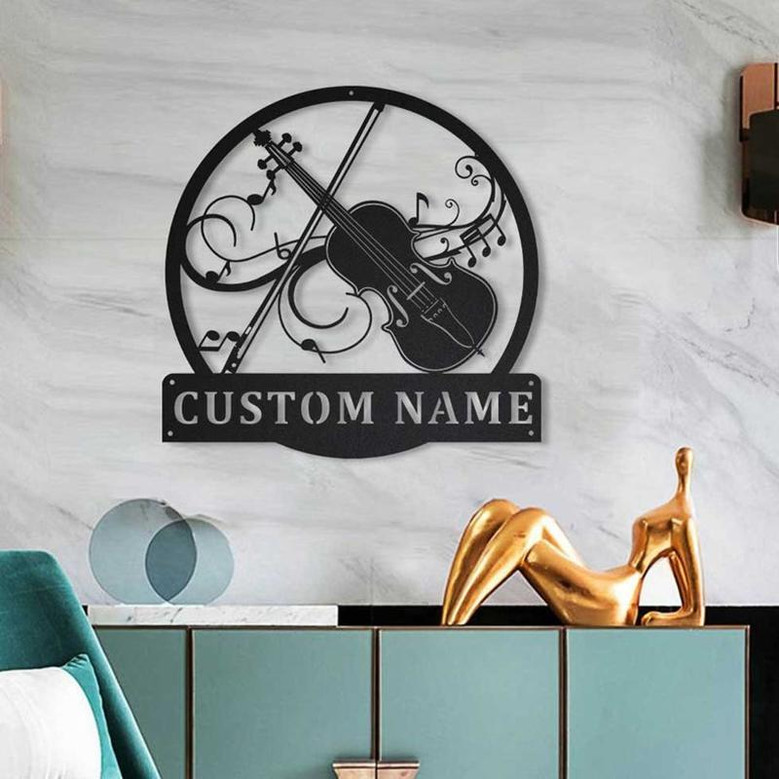 Personalized Violin Monogram Metal Sign Art | Custom Violin Monogram Metal Sign | Musical Instrument Gift | Music Gift