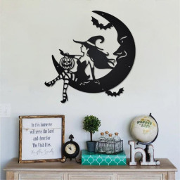Halloween Witch Moon Metal Sign | Witch Moon Metal Wall Art | Witch Moon Tree Metal wall Decor | Halloween Metal Decor | Halloween Decor