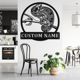 Custom Chameleon Metal Wall Art, Personalized Chameleon Name Sign Decoration For Room, Chameleon Metal Home Decor, Custom Chameleon