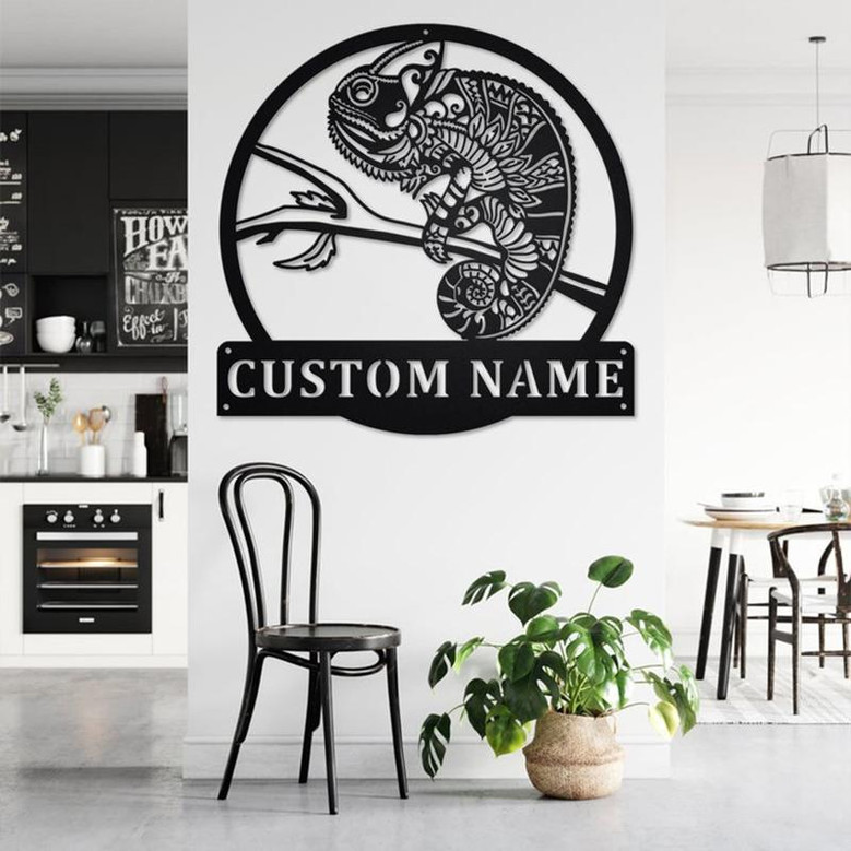 Custom Chameleon Metal Wall Art, Personalized Chameleon Name Sign Decoration For Room, Chameleon Metal Home Decor, Custom Chameleon