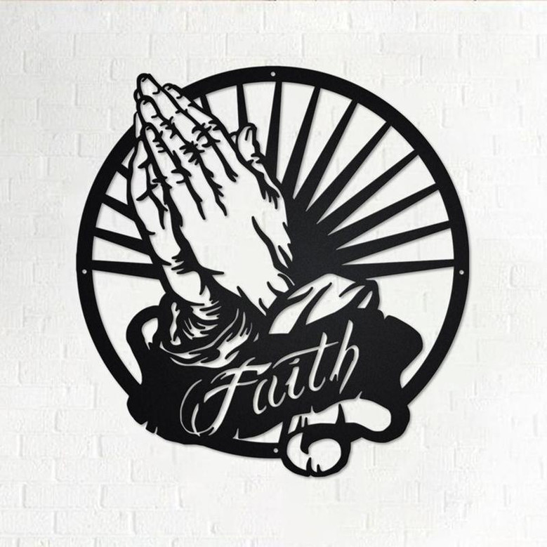 Praying Hands Metal Wall Art, Praying Hands Decoration For Room, Praying Hands Home Decor, Praying Hands Faith Metal Sign, Faith Metal Decor