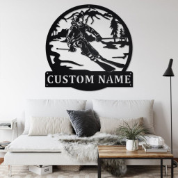 Custom Girl Skier Metal Wall Art, Personalized Skier Name Sign Decoration For Room, Girl Skier Home Decor, Custom Girl Skier, Skier Gift