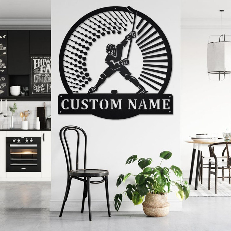 Custom Hockey Metal Wall Art, Personalized Hockey Player Name Sign Decoration For Room, Hockey Home Decor,Custom Hockey, Hockey Metal Decor