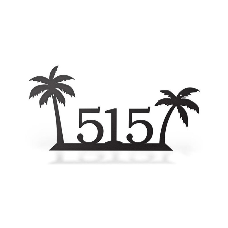 Custom Metal Palm Trees Address Sign, Front Door Decor