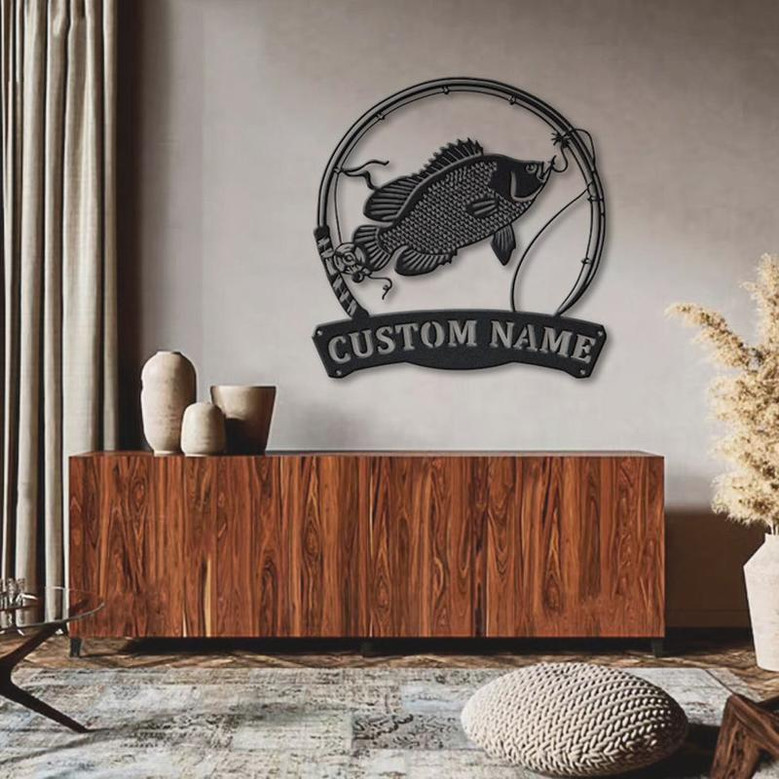 Personalized Tripletail Fishing Fish Pole Metal Sign Art | Custom Tripletail Fishing Monogram Metal Sign | Fishing Gifts | Decor Decoration
