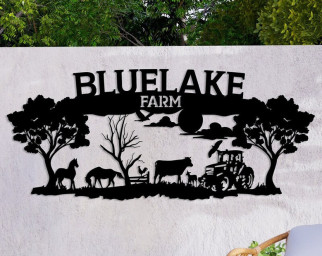 Custom Metal Farm Sign, Ranch Metal Sign, Personalized Farmville Name Sign, Large Outdoor Decor