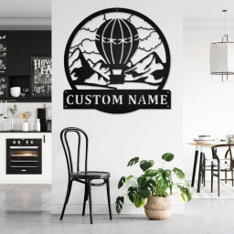 Custom Hot Air Balloon Metal Wall Art, Personalized Air Balloon Name Sign Decoration For Room, Air Balloon Home Decor, Custom Air Balloon