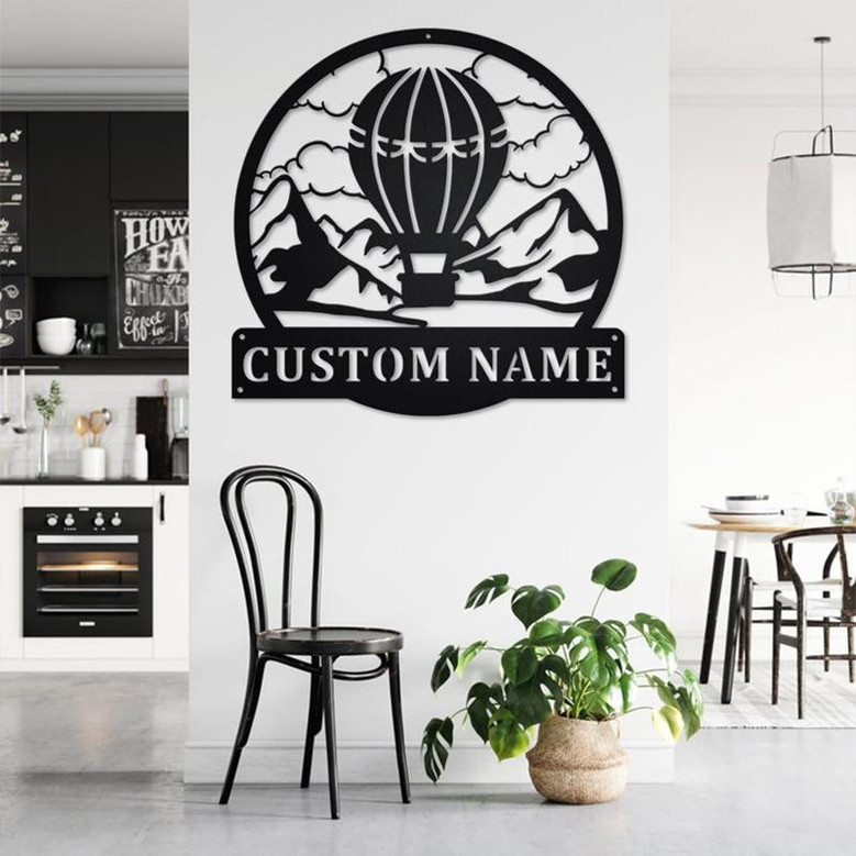 Custom Hot Air Balloon Metal Wall Art, Personalized Air Balloon Name Sign Decoration For Room, Air Balloon Home Decor, Custom Air Balloon
