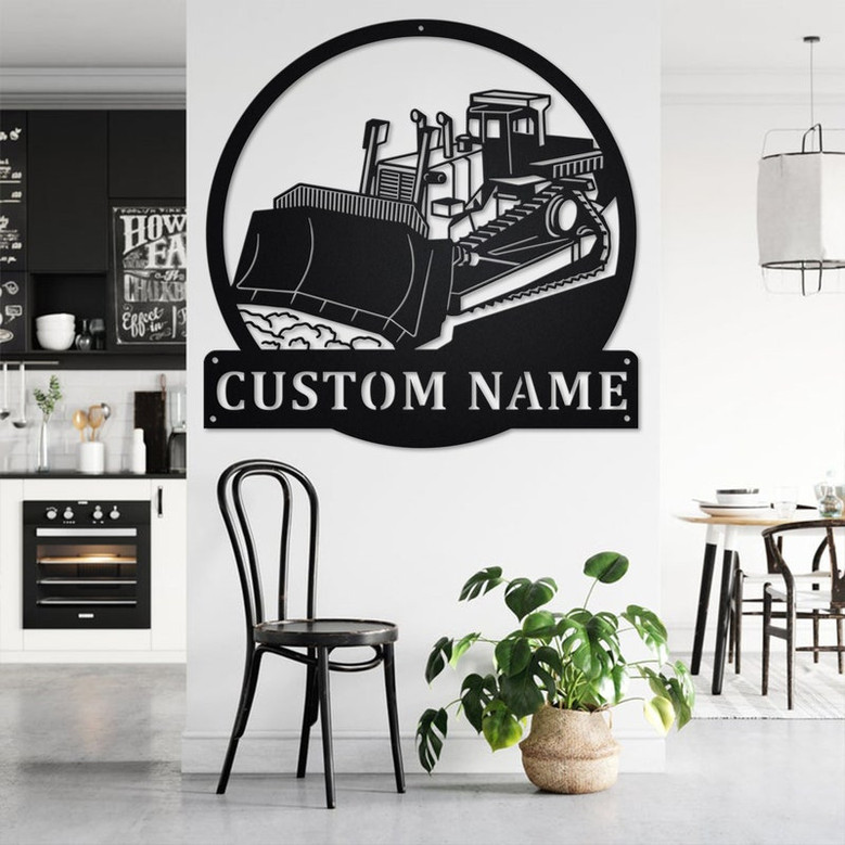 Custom Tractor Dozer Metal Wall Art, Personalized Tractor Dozer Name Sign Decoration For Room, Tractor Dozer Metal Home Decor, Tractor Dozer