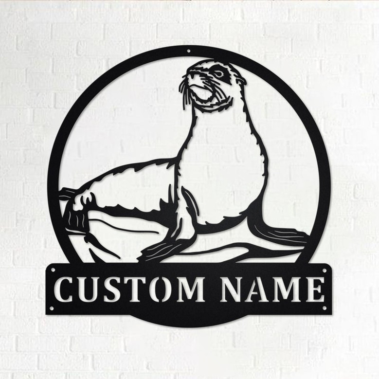Custom Sea Lion Metal Wall Art, Personalized Sea Lion Name Sign Decoration For Room, Sea Lion Metal Home Decor, Custom Sea Lion, Sea Lion
