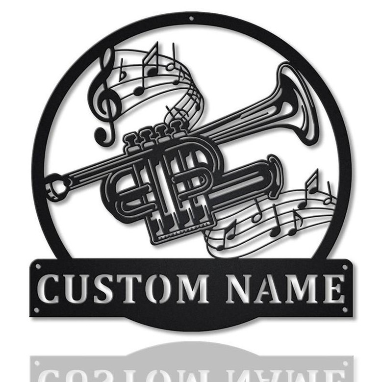 Personalized Piccolo Trumpet Metal Sign Art | Custom Piccolo Trumpet Metal Wall Art Bedroom Decor | Custom Trumpet Decor Decoration