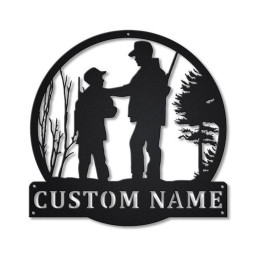 Personalized Hunting Father And Son Monogram Metal Sign Art ,Custom Father And Son Metal Sign
