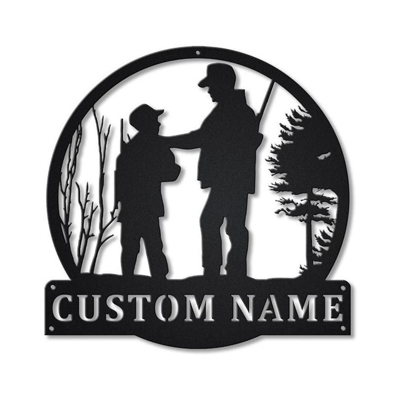 Personalized Hunting Father And Son Monogram Metal Sign Art ,Custom Father And Son Metal Sign