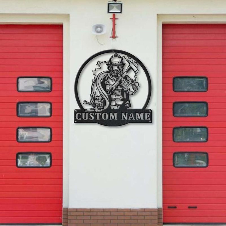 Personalized Fireman Firefighter Metal Sign Art | Custom Fireman Firefighter Monogram Metal Sign | Fireman Firefighter Gifts | Job Gift |