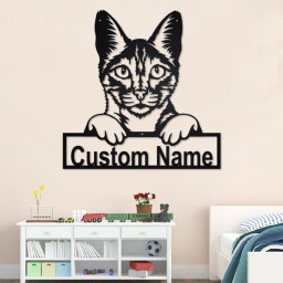 Custom Savannah Cat Metal Wall Art, Personalized Savannah Cat Name Sign Decoration For Room, Savannah Cat Home Decor, Custom Savannah Cat