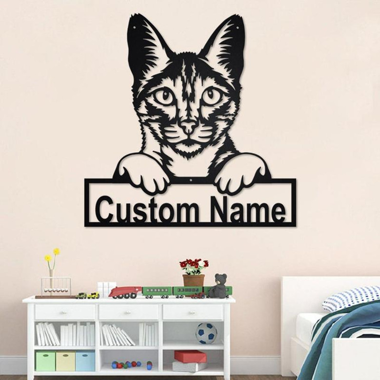 Custom Savannah Cat Metal Wall Art, Personalized Savannah Cat Name Sign Decoration For Room, Savannah Cat Home Decor, Custom Savannah Cat