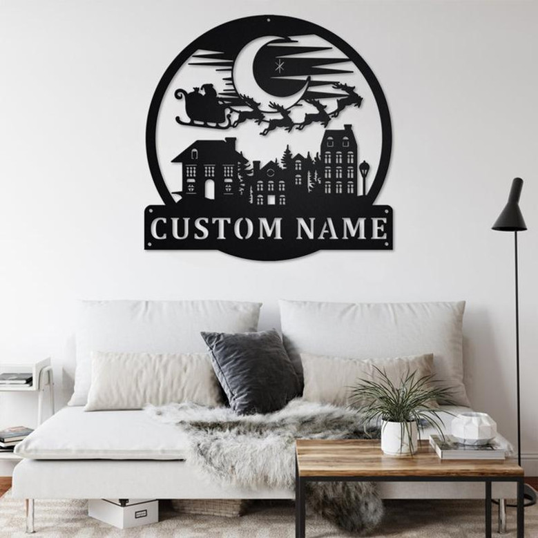 Custom Santa Claus Merry Christmas Metal Wall Art, Personalized Santa Claus Name Sign Decoration For Room, Santa Claus Home Decor, Xmas Gift