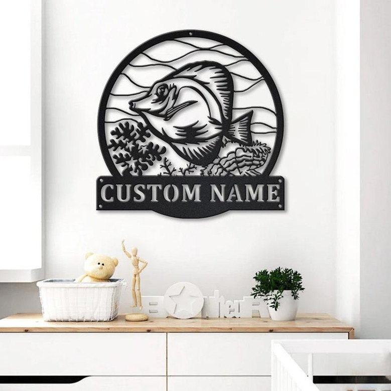 Personalized Yellow Tang Fish Metal Sign Art | Custom Yellow Tang Fish Metal Sign | Fishing Gift | Beach Funny