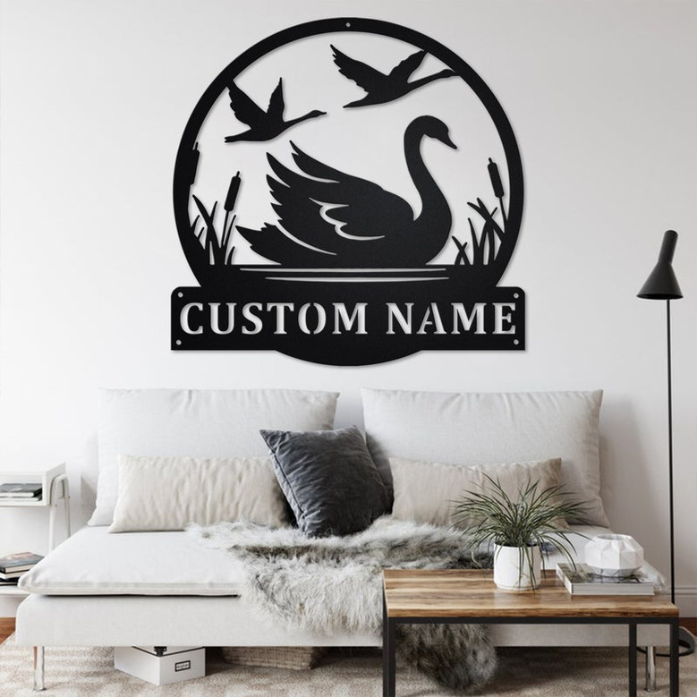 Custom Swan Metal Wall Art, Personalized Swan Name Sign Decoration For Room,Swan Home Decor, Custom Swan, Swan Metal Decor, Swan Lover Gift