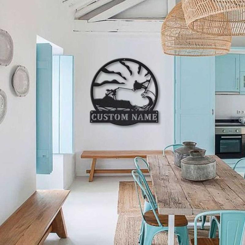 Personalized Kneeboarding Monogram Metal Sign Art ,Custom Kneeboarding Metal Sign, Kneeboarding Lover Sign Decoration For Living Room
