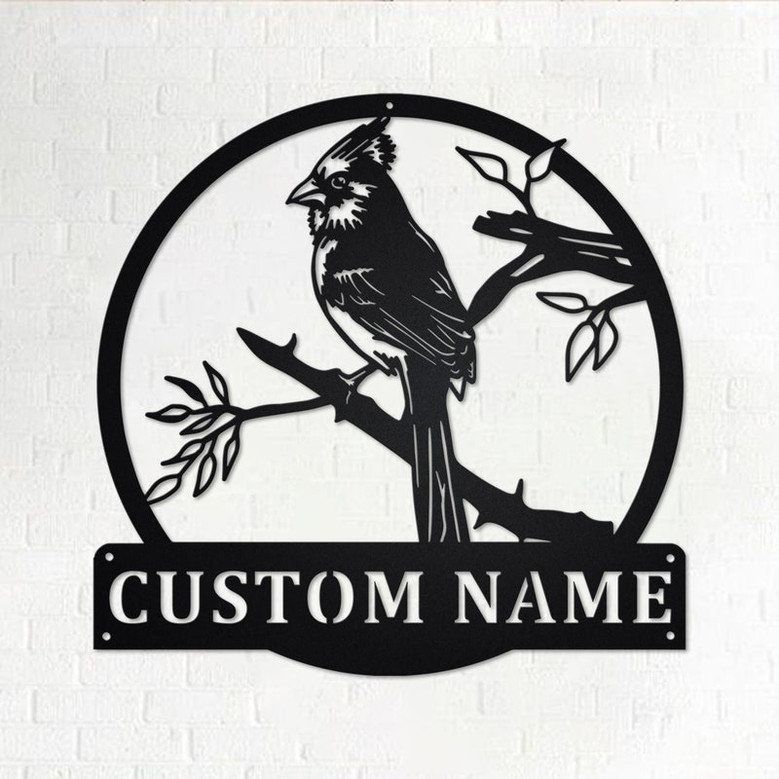Custom Cardinal Bird Metal Wall Art, Personalized Cardinal Bird Name Sign Decoration For Room, Cardinal Bird Home Decor,Custom Cardinal Bird