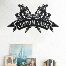 Custom Tattoo Machine Metal Wall Art, Personalized Tattoo Shop Name Sign Decoration For Room, Tattoo Machine Home Decor, Custom Tattoo Shop