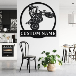 Custom Motocross Dirt Bike Metal Wall Art, Personalized Dirt Bike Name Sign Decoration For Room, Dirt Bike Home Decor, Custom Dirt Bike