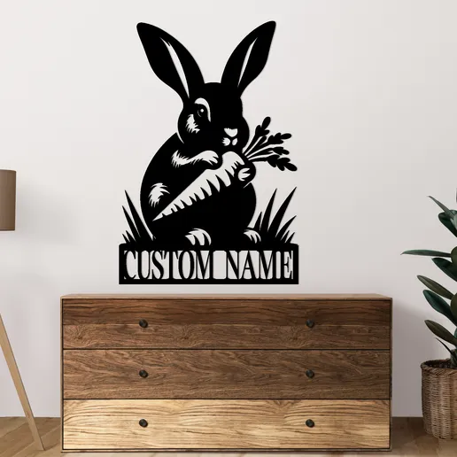 Rabbit Name Metal Sign