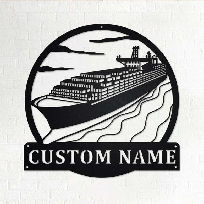 Custom Container Ship Metal Wall Art, Personalized Container Ship Name Sign Decoration For Room, Container Ship Metal Home Decor,Custom Ship