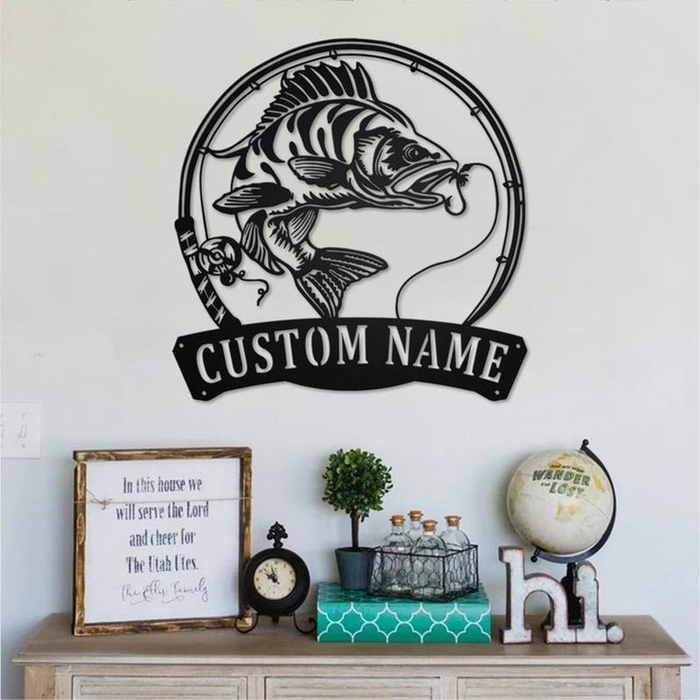 Personalized Perch Fish Metal Sign | Fishing Metal Wall Art | Fishing Metal wall Decor | Fishing Lover | Custom Fishing| Fishman| Perch Fish