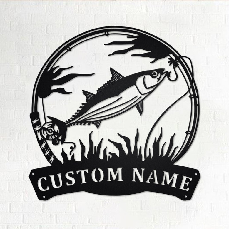 Custom Skipjack Tuna Fishing Metal Wall Art, Personalized Skipjack Tuna Fish Name Sign Decoration For Room, Skipjack Tuna Metal Home Decor