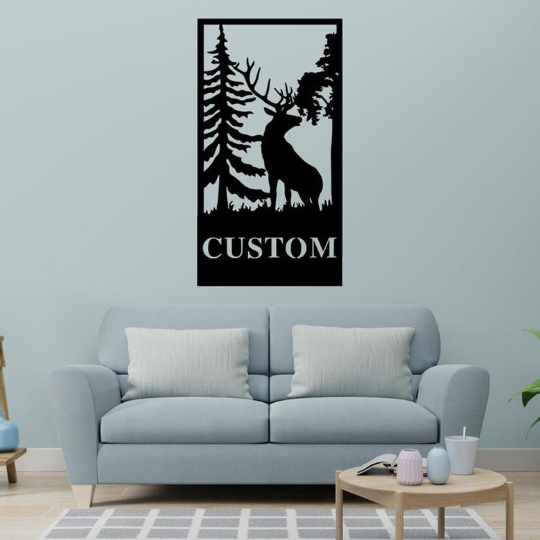Metal Deer Name Sign, Deer Metal Sign, Deer Sign, Animal Metal Sign, Personalized wildlife Sign, Last Name Sign, Metal Wall Decor, Porch,art