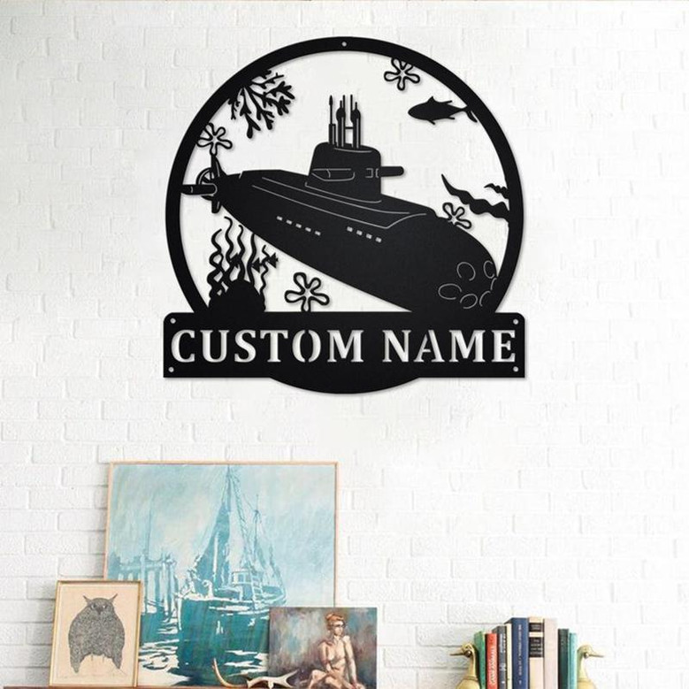 Custom Submarine Metal Wall Art, Personalized Submarine Name Sign Decoration For Room, Submarine Home Decor, Custom Submarine