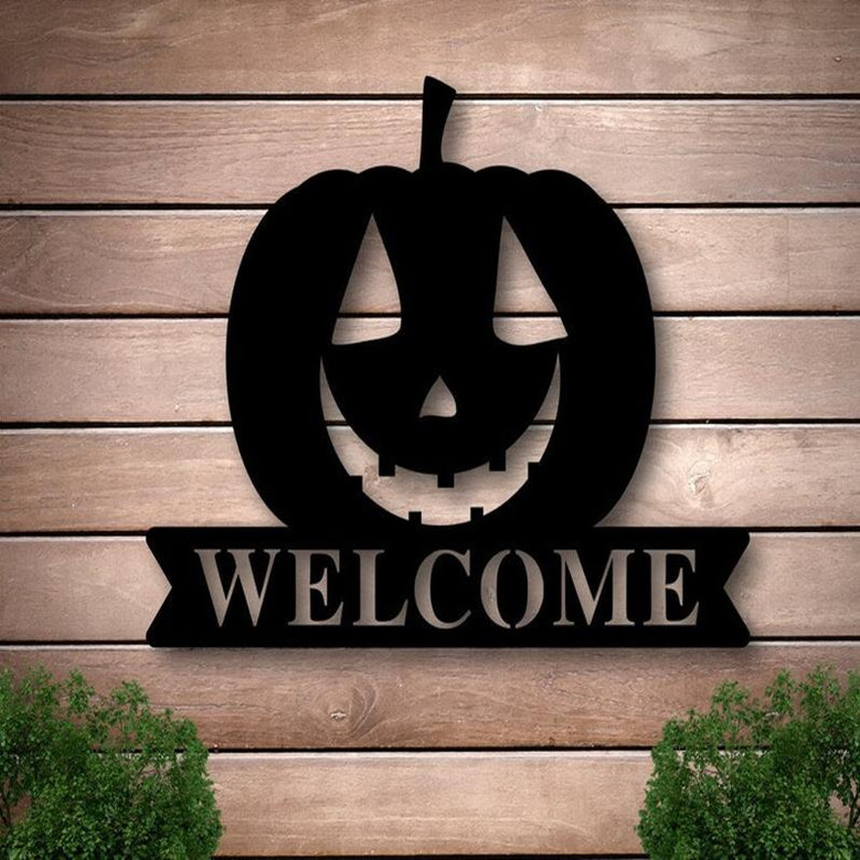 Custom Name Metal Halloween Sign, Custom Halloween Pumpkin Decor, Halloween Decor, Halloween Art,Halloween Pumpkin Art