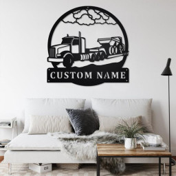Custom Semi Dump Truck Metal Wall Art, Personalized Truck Driver Name Sign Decoration For Room, Semi Dump Truck Home Decor. Custom Truck