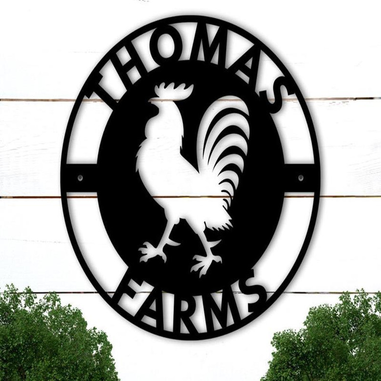 Metal Farm Sign, Personalized Farm Metal Sign, Rooster Metal Sign, Chicken Coop Sign, Farmhouse Decor