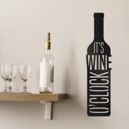 It's Wine O'Clock Wine Bottle Metal Wall Art, Metal Sign for Wine Lover