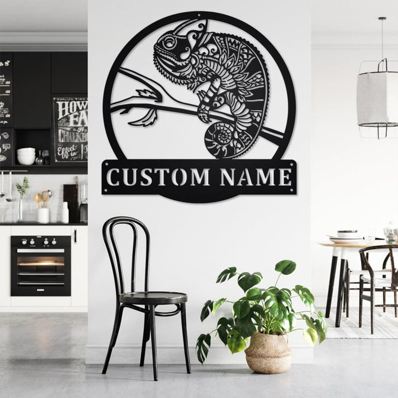 Custom Chameleon Metal Wall Art, Personalized Chameleon Name Sign Decoration For Room, Chameleon Metal Home Decor, Custom Chameleon