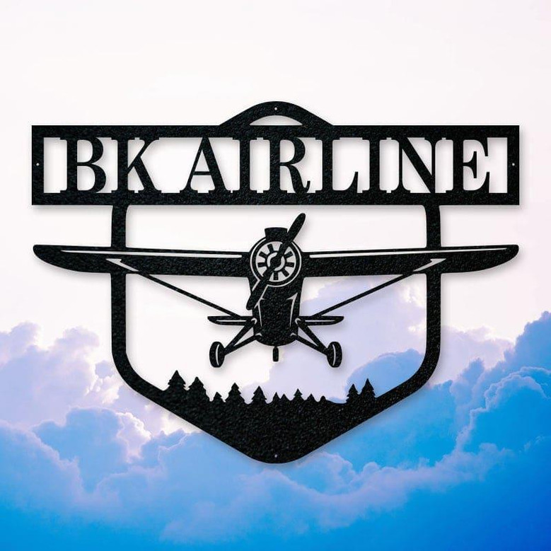 Personalized Airplane Monogram Metal Cut Out Signs, Laser Cut Metal Signs