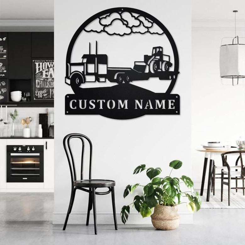 Custom Semi Loader Truck Metal Wall Art, Personalized Truck Driver Name Sign Decoration For Room, Semi Loader Truck Home Decor,Custom Truck