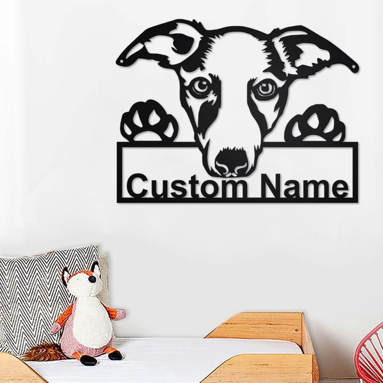 Custom Whippet Dog Metal Wall Art, Personalized Whippet Name Sign Decoration For Room, Whippet Home Decor, Custom Dog, Custom Whippet Dog