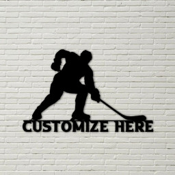Customizable Metal Hockey Player Sign, Personalized Hockey Player Decoration, Hockey Home Decor
